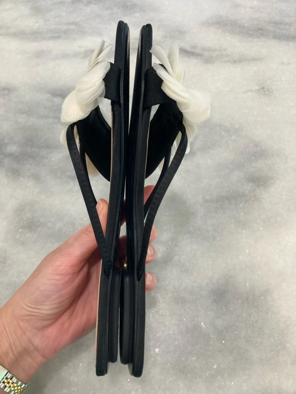 ZARA Black Cream Flower Sandals - Picture 10 of 14